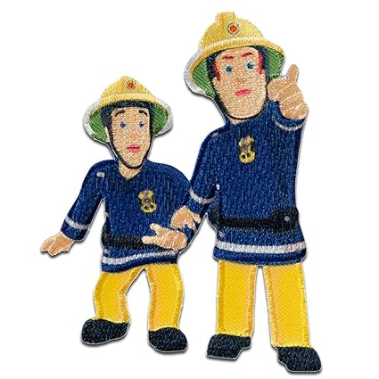 Aufnäher/Bügelbild - Feuerwehrmann Sam Sam & Elvis - blau - 7,9x6,3cm - © Prism Art & Design Limited Patch Aufbügler Applikat