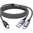 MOSWAG 2in1 USB C to B Printer Cable 5Feet/1.5M With USB A-Male to B-Male Cable Compatible With MacBook Pro, HP, Canon, Brother, Samsung Printers