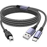 MOSWAG 2in1 USB C to B Printer Cable 5Feet/1.5M with USB A to B Cable | Fast Sync for Computer to printers and scanners,Use with MacBookPro,HP Canon,Epson,Dell,Xerox,Samsung,Lexmark,for Home,Office