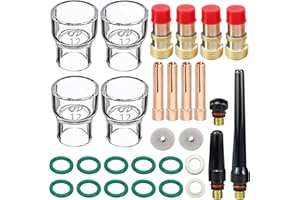 EATBALE 29Pcs TIG Stubby Gas Lens 17GL332 3/32" & #12 Glass Cup & TIG Gas Lens Collet Kit for WP-17/18/26