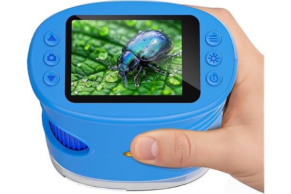 Temodu Kids Microscope 2.0" Screen 1000X Digital Microscope for Kids, Mini Pocket Handheld Microscopes for Children Birthday