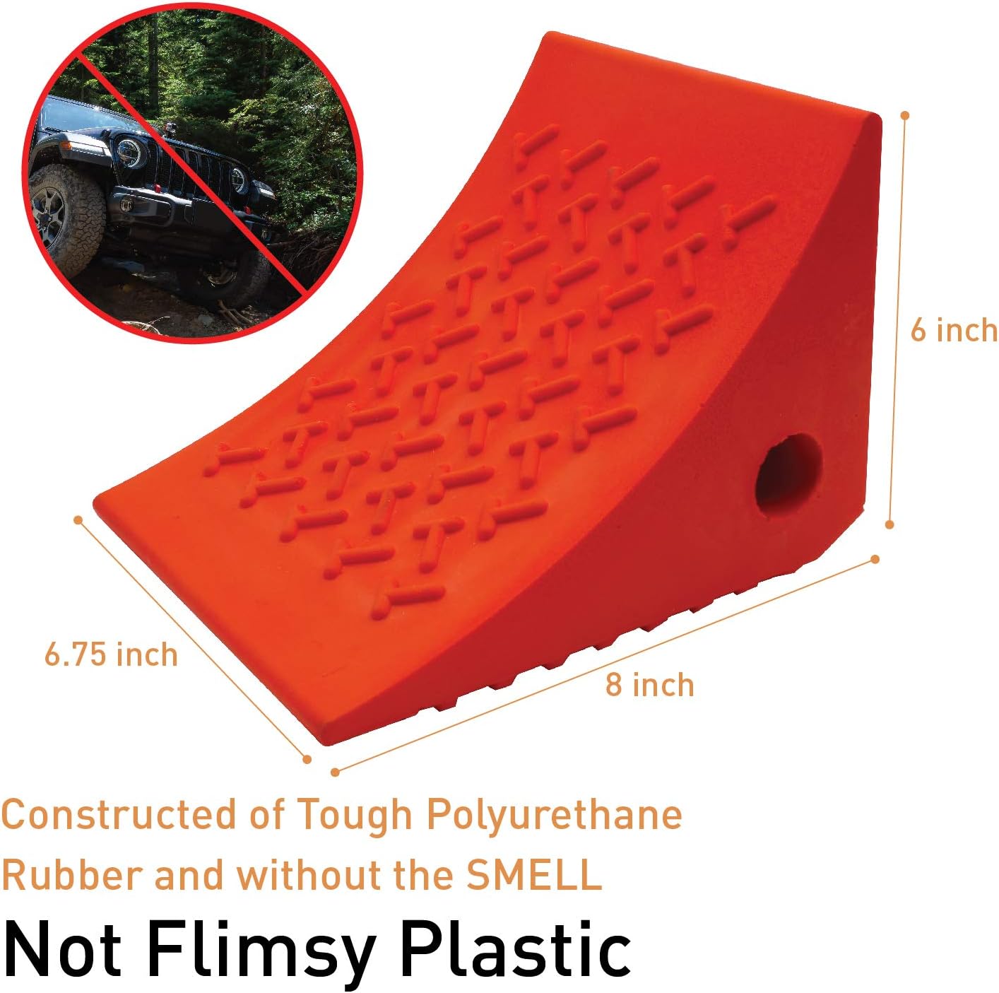 SECURITYMAN 2 Pack Wheel Chocks - Constructed of Heavy Duty Solid Rubber for 20,000 lbs of RV, Trailer, Truck, Camper - Perfect on All Surfaces and in All Weather - Orange: Automotive