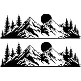 WICVIC 2 Pcs Snow Mountain Tree Bumper Stickers 7 Inch Mountains Forest Graphic Decals Large Waterproof Vinyl Decal for Car Vehicle Skatboard Laptop Truck Decor Gifts for Men Dad Friends Coworkers