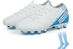brooman Kids Firm Ground Soccer Cleats Boys Girls Football Shoes with Soccer Socks