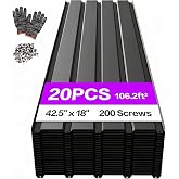 20PCS Metal Roof Panels, 42.5" x 18" Corrugated Galvanized Steel Roofing Sheets, Anti-Rust&amp;UV-Resistant, Metal Roofing Panels with Screw for Barns,Garages,Patios,Chicken Coop,Raised Garden Beds,Gray