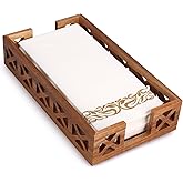Acacia Wood Napkin Holder for Bathroom - Wooden Guest Towel Holder for Dining Table, Kitchen, Cocktail, Decor, Rustic Farmhouse, Bar, Party, Paper - Modern Disposable Hand Towel Holders, 9.5" X 5.5"