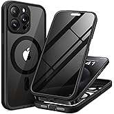 TIESZEN for iPhone 15 Pro Case, Compatible with MagSafe, Built-in Privacy Screen Protector and Camera Protection, Anti Spy Full Body Dustproof Shockproof Hard Phone Case 6.1", Black