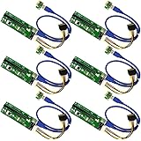 6-Pack PCIe VER 006 PCI-E 16x to 1x Powered Riser Adapter Card w/ 60cm USB 3.0 Extension Cable & MOLEX to SATA Power Cable - GPU Riser Adapter - Ethereum Mining ETH