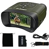 SVBONY Night Vision Goggles, 4.3" Screen Night Vision Binoculars for Adults, 4K HD IR Binoculars - 8X Digital Zoom, Rechargeable Binoculars with 32GB TF Card for Hunting & Tracking (Green)