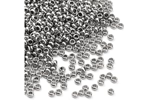 DADIFEN 304 Stainless Steel Round Crimp Beads 2.0mm 1000pcs for Jewelry DIY Making and Repairing