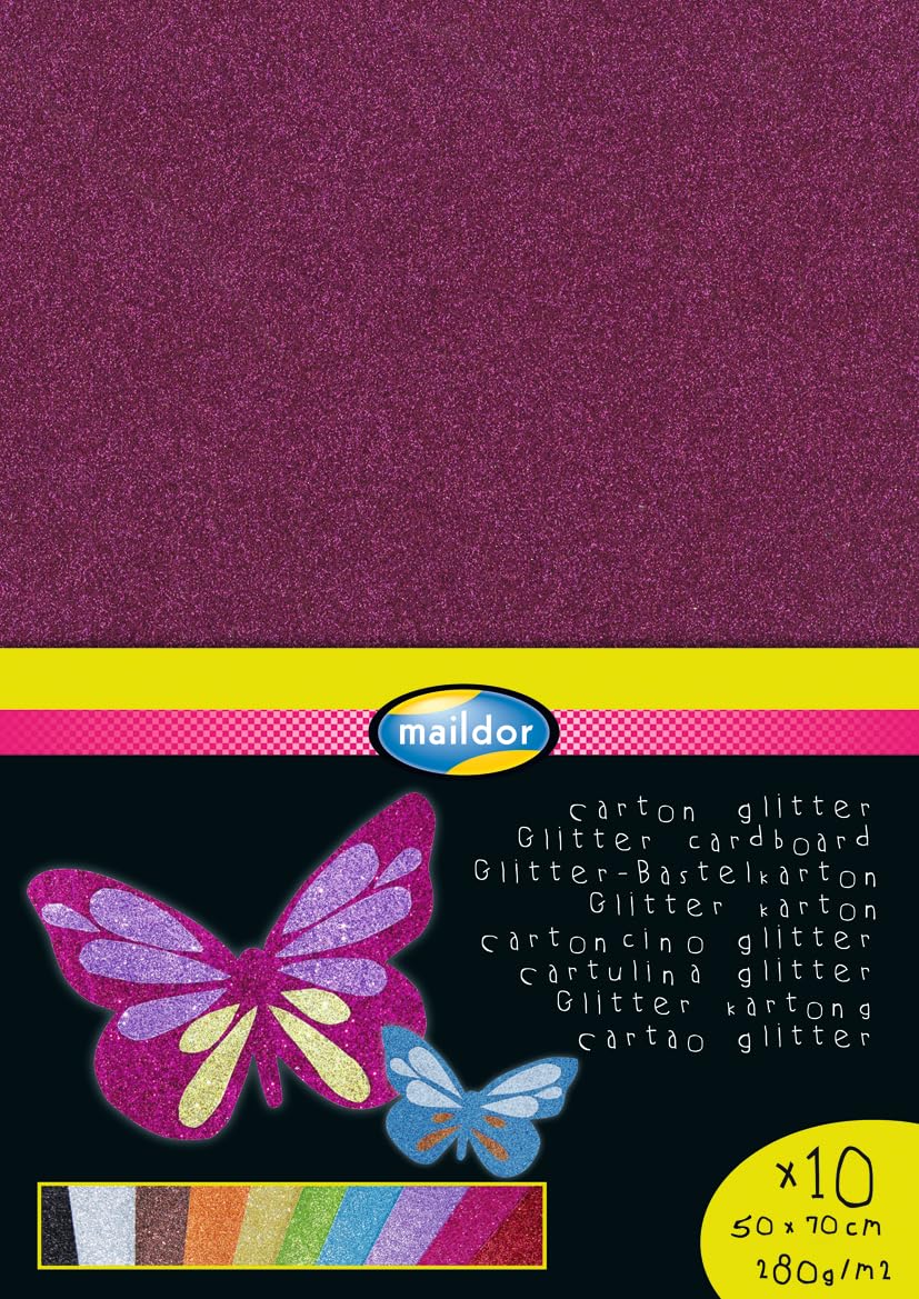 Clairefontaine 195599C - Glitter Cardboard, 50x70cm, 200g - Assorted Colours, Pack of 10 Sheets — image 1
