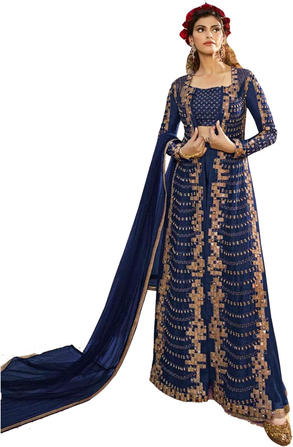 Indian Pakistani Women Girls Salwar Kameez Heavy Silk Traditional Embroidered Designer Bollywood Wedding Dress Material.ICW2705-2