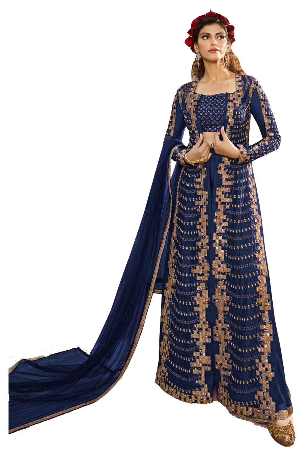 Indian Pakistani Women Girls Salwar Kameez Heavy Silk Traditional Embroidered Designer Bollywood Wedding Dress Material.ICW2705-2