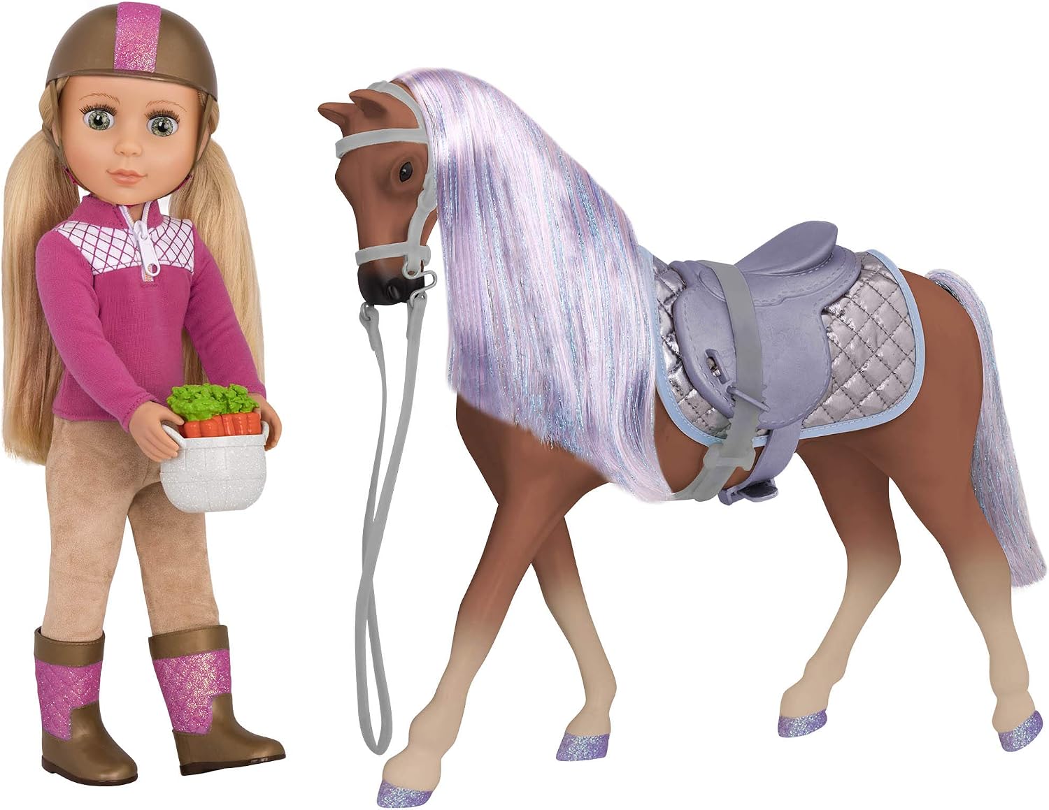 Glitter Girls - 14-Inch Morgan Horse - Brown Coat & Purple Mane - 2 Grooming Accessories & Carrots - Toys for Girls 3+ Years, Celestial - Image 4