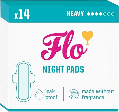Flo Bamboo Night Pads – Ultra-Absorbent, Winged, 14 Pads, Super Thin