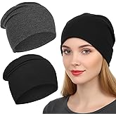 2 Pieces Unisex Lightweight Slouchy Beanie for Men Women, Fashion Style Soft Hip-Hop Caps, Breathable Night Sleeping Hat Skull Caps for All Seasons