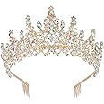 CURASA AB Gold Crowns for Women Princess Tiara for Girls Crystal Birthday Crown Wedding Tiara for Bride Gold Headpiece for Women Birthday, Wedding,Halloween,Cosplay Party and Homecoming