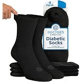 Doctor's Choice Diabetic Crew Socks for Men, Non-Binding Top, 4 Pairs | Seamless Toe, Fully Cushioned Footbed, Moisture-Wicking Fabric, Four-Way Stretch