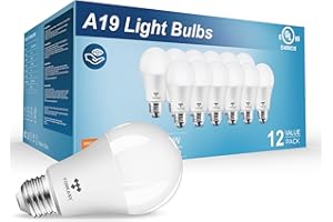 TORKASE LED Bulbs 12-Pack, 60W Replacement A19 Light Bulb, 9W 800LM Extra Bright Lightbulbs, UL Listed 30000 Hours Lifespan, 