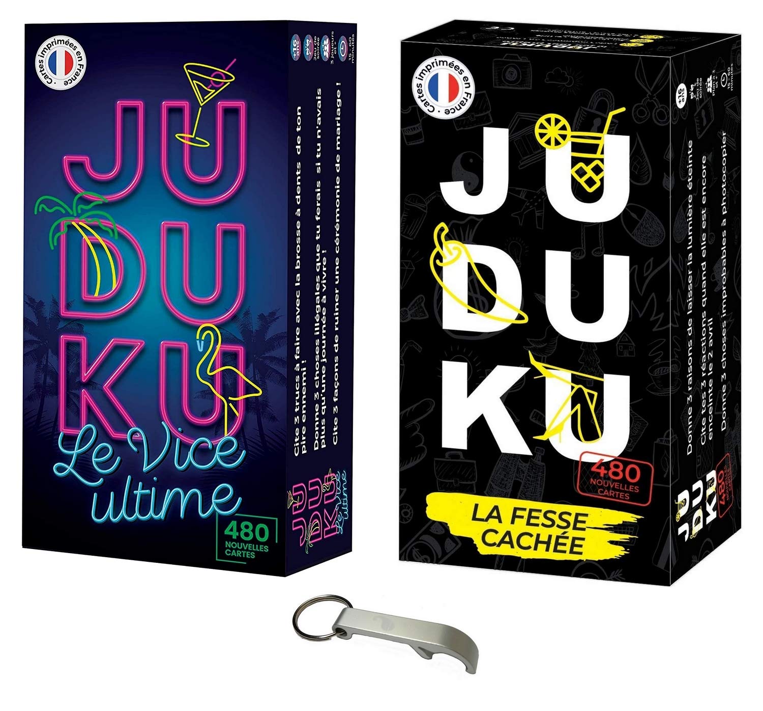 Set of Two Games Juduku The Ultimate Vice + Juduku Hidden Button + Blumie Bottle Opener