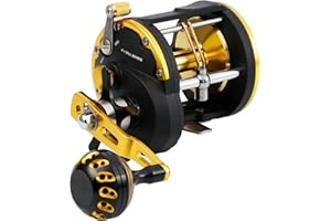 Burning Shark Trolling Reel Saltwater Level Wind Reels, Drag Reels Boat Fishing Ocean Fishing for Sea Bass Grouper Salmon