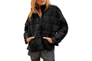 GeGekoko Women's Lightweight Oversized Long Sleeve Zip Water Resistant Packable Puffer Jacket Warm Short Winter Coat