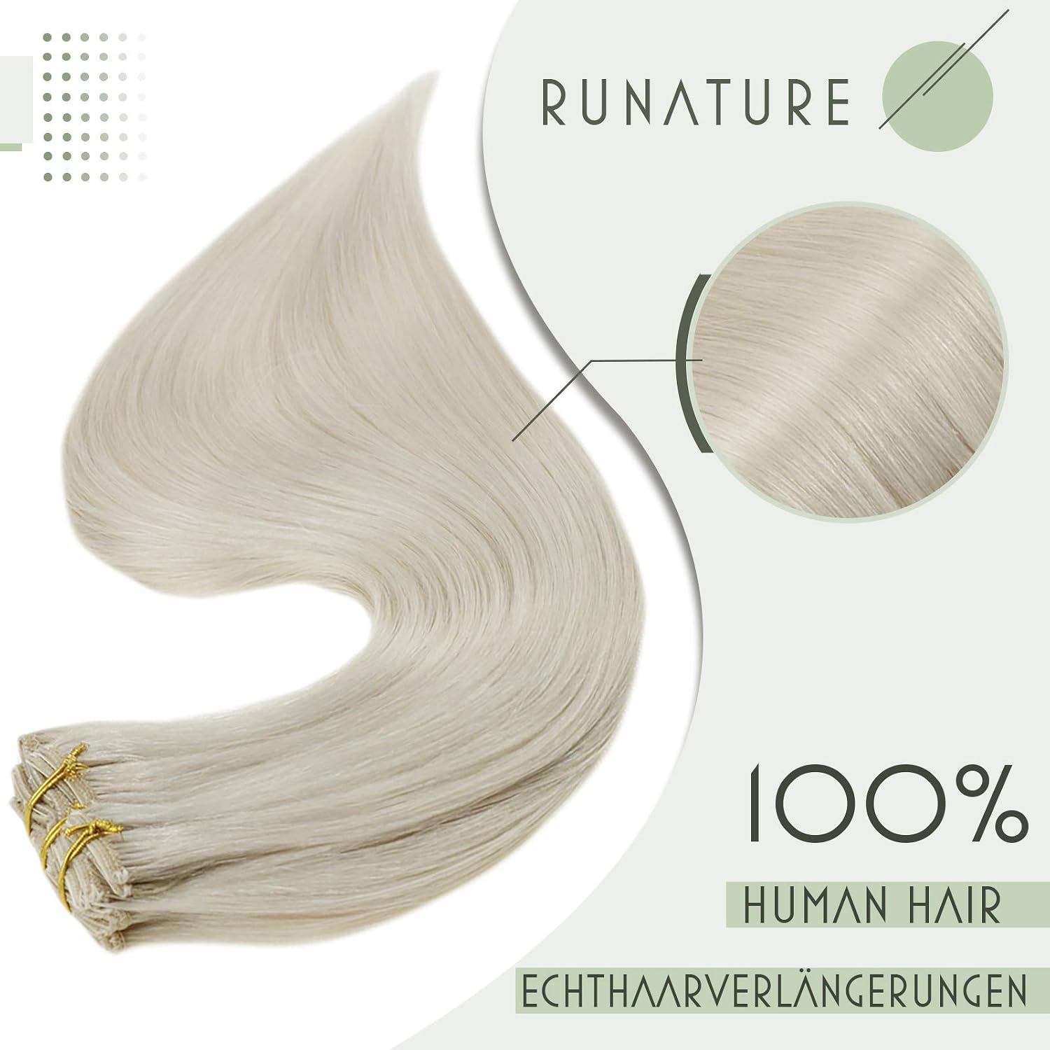 RUNATURE White Blonde Hair Extensions Clip in Real Hair Blonde Clip on Hair Extensions Human Hair Blonde Clip in Extensions Double Weft Straight 12 Inch 80 Gram - Image 4