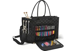 VERONLY Crochet Bag Yarn Storage, Large Knitting Tote with Padded Crochet Hook Organizer, Tote with Multiple Compartments for Crochet Lovers, Knitting Accessories, Mother's Day Gift