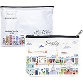 Beary Blu City Themed Artwork Cosmetic Bag Series – Designed in USA, Travel Makeup Bag with Zipper, Souvenir Gift for Women, Artwork Organizer for Purse or Toiletry (Paris)