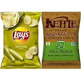 NEW Kettle Cooked Krinkle Cut Potato Chips 'Dill Pickle&rdquo;/ Bonus Lays Dill Pickle (Kettle/Lays, 2)