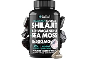 SECRET ELEMENT Shilajit Capsules 16,500mg - Shilajit for Men & Ashwagandha Fulvic Acid Supplement Sea Moss and Shilajit for Women - Pure Himalayan Shilajit & Neem - Shilajit Gummies Pills Resin Alternative 120 Caps