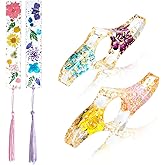 Rohuis Book Page Holder for Reading, 4Pcs Dried Flower Resin Thumb Saver and Transparent Bookmarks with Tassels, Book Accessories for Reading Lovers, Gift for Bookworm, Student, Teacher
