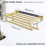 Sayayo Towel Rail Wall Mounted 16 inch SUS304 Brushed Gold EGZ8040-G view 3
