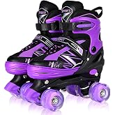 SYXKJ Boys Girls 4 Size Adjustable Kids Roller Skates for Beginner | All Light Up Wheels|Birthday Gift|Outdoor Indoor Sports|Children Toddlers