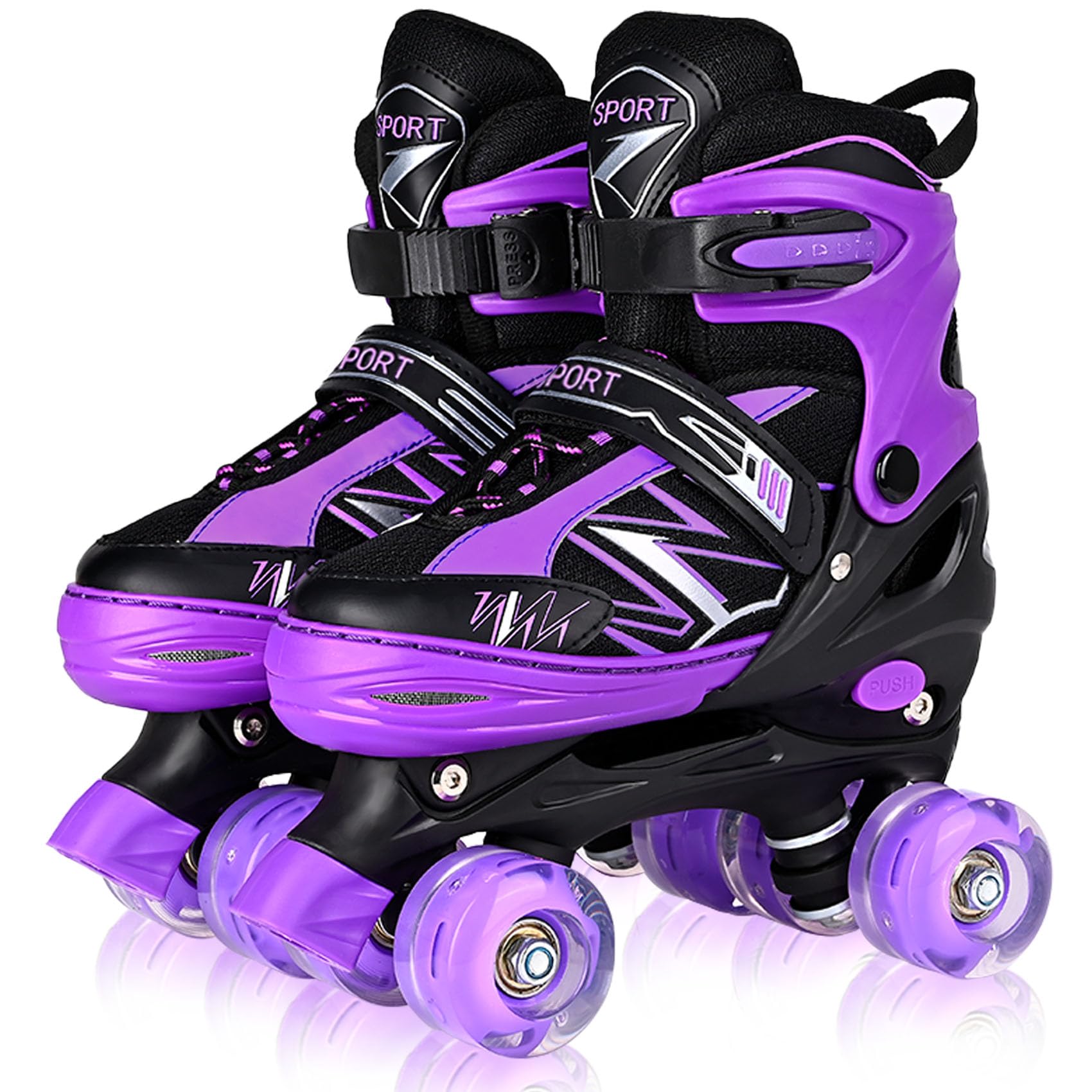 Kids Girls Boys Roller Skates For Toddler Children Beginner, 4 Sizes Adjustable Kids Roller Skates with Light Up Wheels