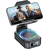buwy Gifts for Men Women, Cell Phone Stand with Wireless Bluetooth Speaker and Colorful LED Lights, 4-in-1 Multifunctional Ph