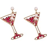 Martini Glass Dangle Earrings for Women Cute Dangle Earrings Charming Cocktail Glass Lovely Earrings New Year Jewelry Accessory
