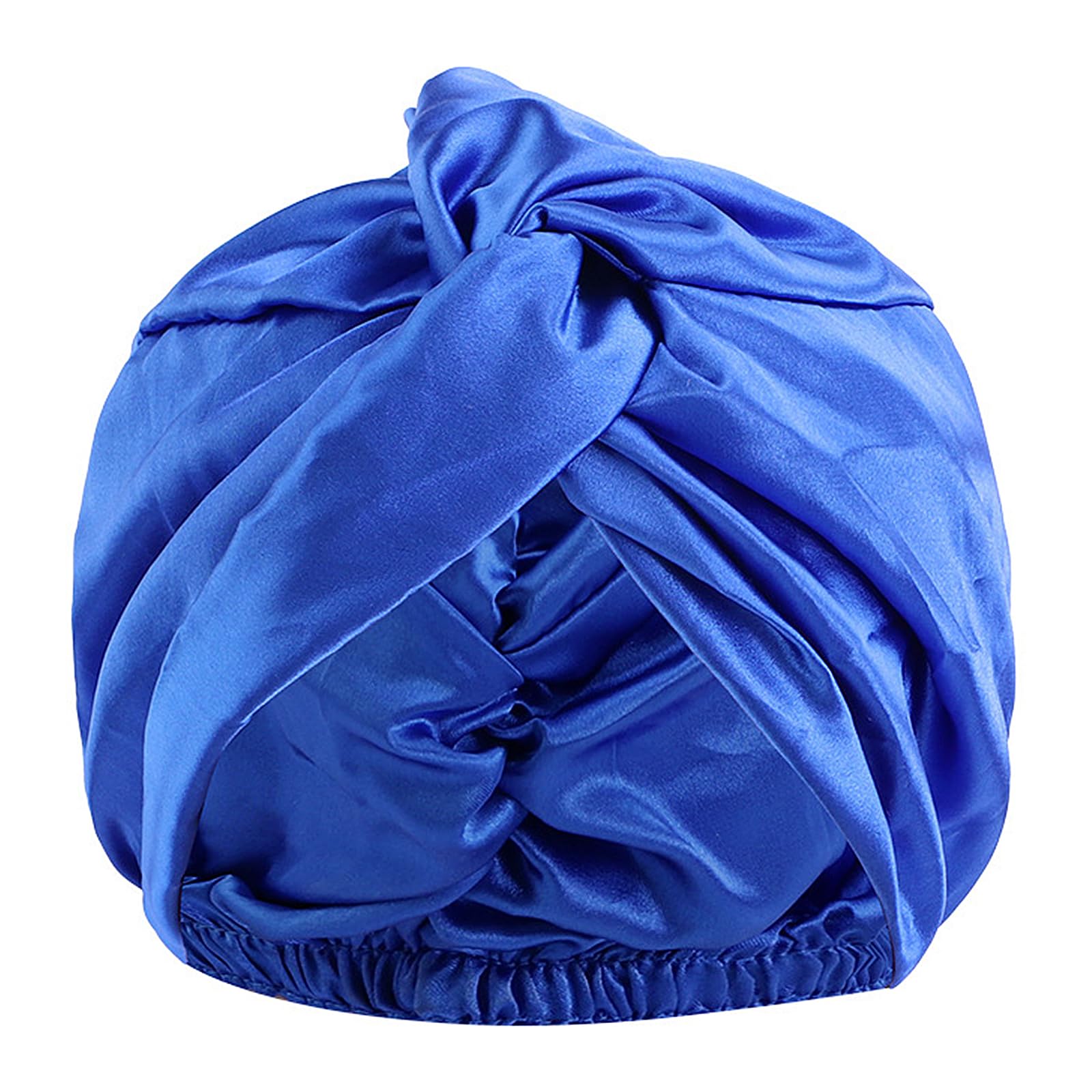 50% Pure Mulberry Silk Sleep Cap for Women Hair Care,Double Layer Natural Silk Bonnet Shower Cap Hair Wrap for Sleeping,Soft Silk Hair Wrap Elastic Stay on Head,Adjustable Silk Bonnet (Sapphire)