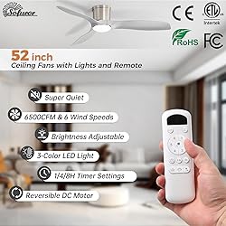 Sofucor 52 Inch Low Profile Ceiling Fans with
