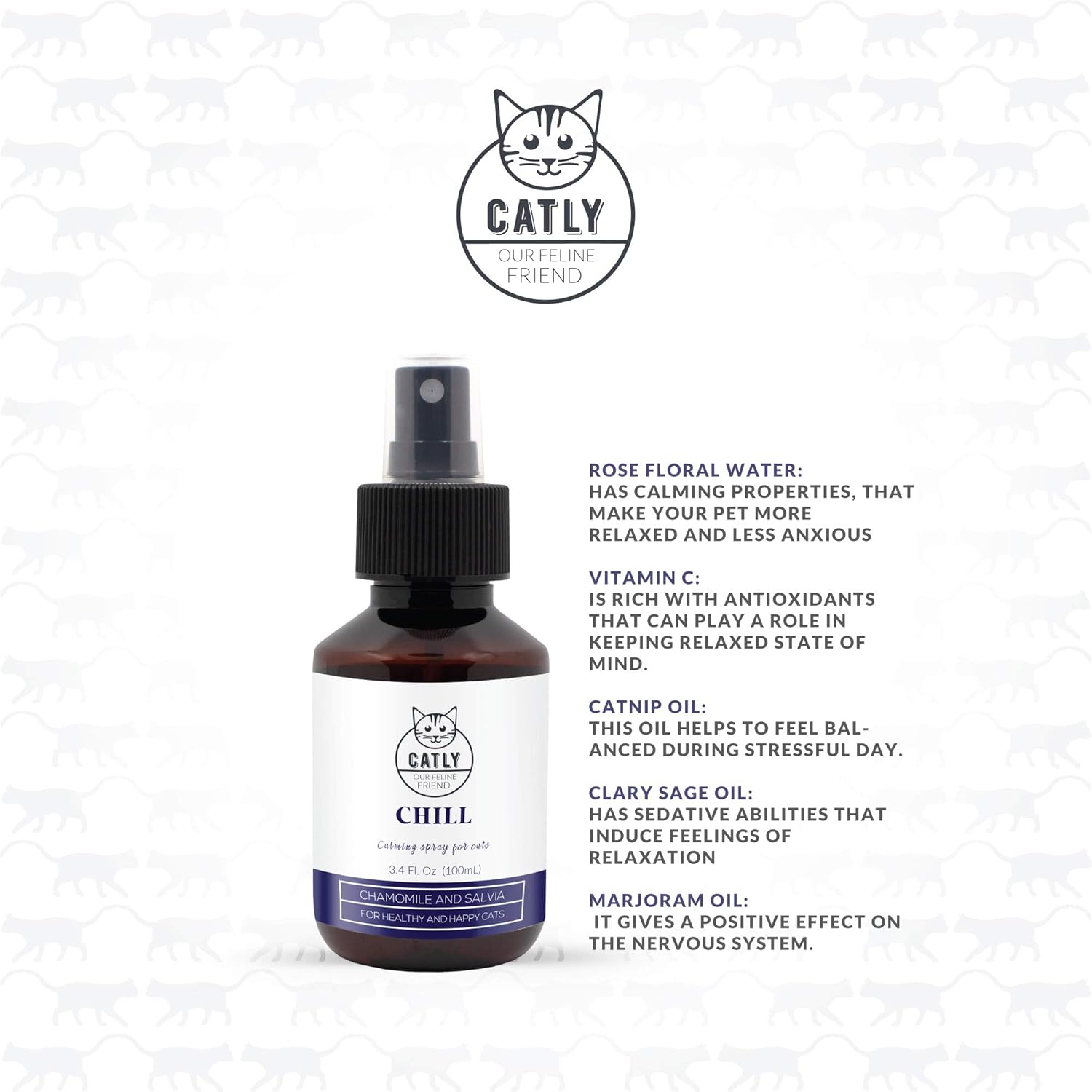 Catly Chill Anti Stress Chat En Spray I Calmant Pour Chat Naturel I Spray Pour Chat Agit Contre Le Stress Et L Anxiete I Reduit Le Stress Du Chat I Alternatif Au Collier