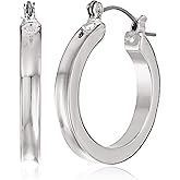 GUESS "Basic" Silvertone Wide Band Mini Hoop Earrings