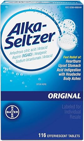 Amazon Com Alka Seltzer Original Fast Relief Of Acid Indigestion Upset Stomach Heartburn 116 Tabs Health Personal Care