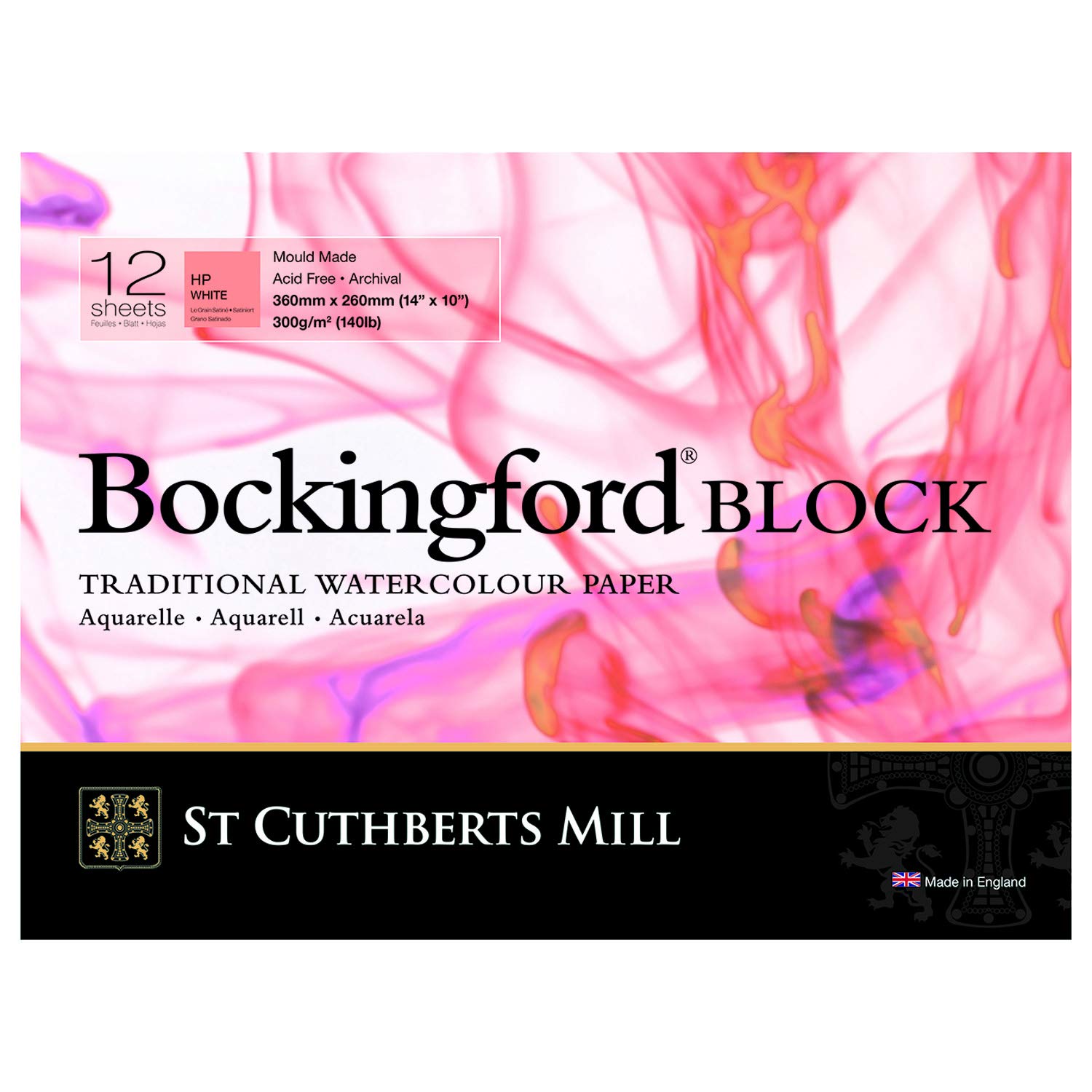 Bockingford Watercolour Block 140lb/300gms 10x14"/254x355mm Hot Press