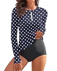 WOWENY Women Rash Guard Long Sleeve Swimsuit Top
