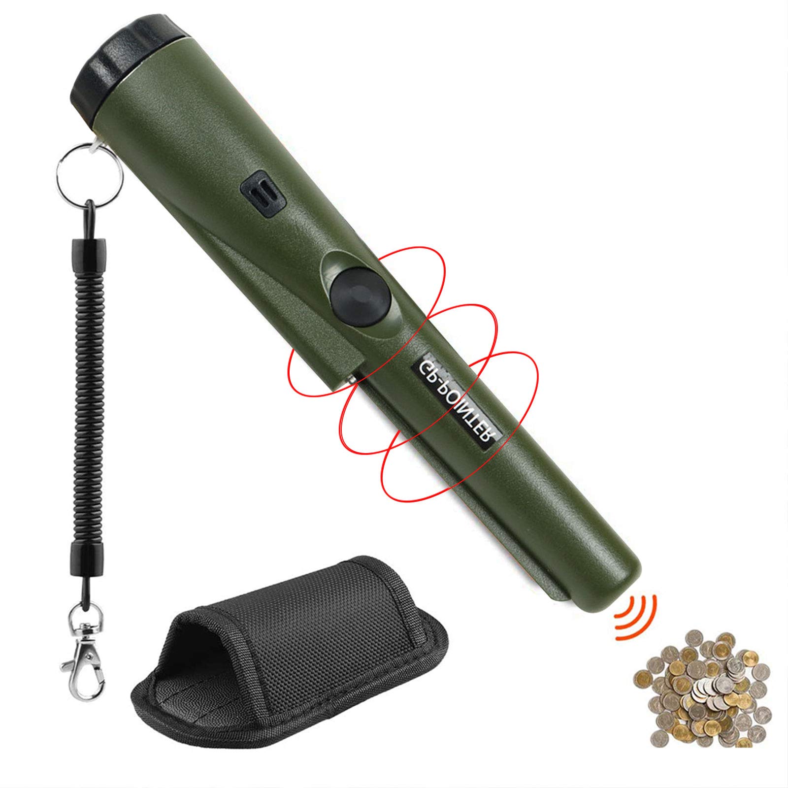 Metal Detector Pinpointer Portable Waterproof Pin Pointer Probe Metal Detector with Holster 360° Scan Handheld Treasure Detector Finder Probe with Buzzer Vibration Automatic Tuning for Kids Adults — image 1