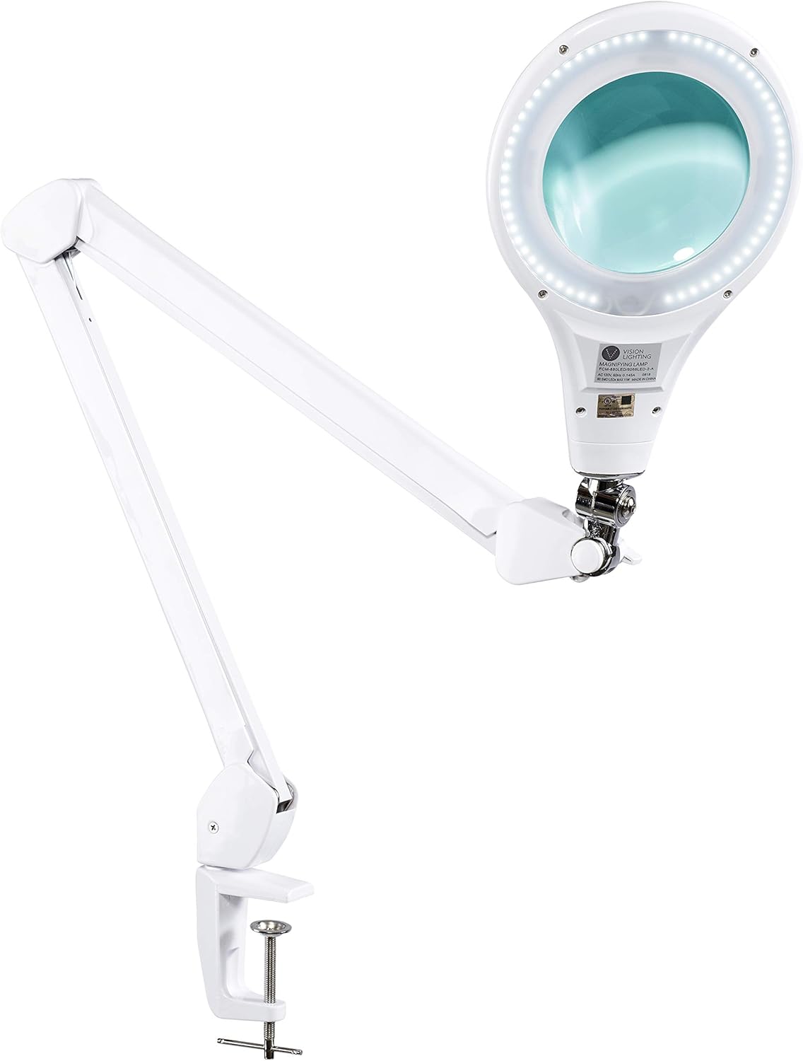 Vision Lighting LED Magnifying Lamp with Clamp Ultra Bright Task Magnifier 5 Diopter Glass