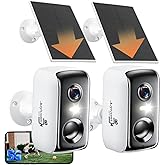 Solar Security Cameras Wireless Outdoor, 2K Outside Security Wireless WiFi Cameras, Battery Powered Outdoor Cameras with Solar Panel, Color Night Vision, 2.4G/5.8G WiFi, 2-Way Audio, PIR Motion Sensor