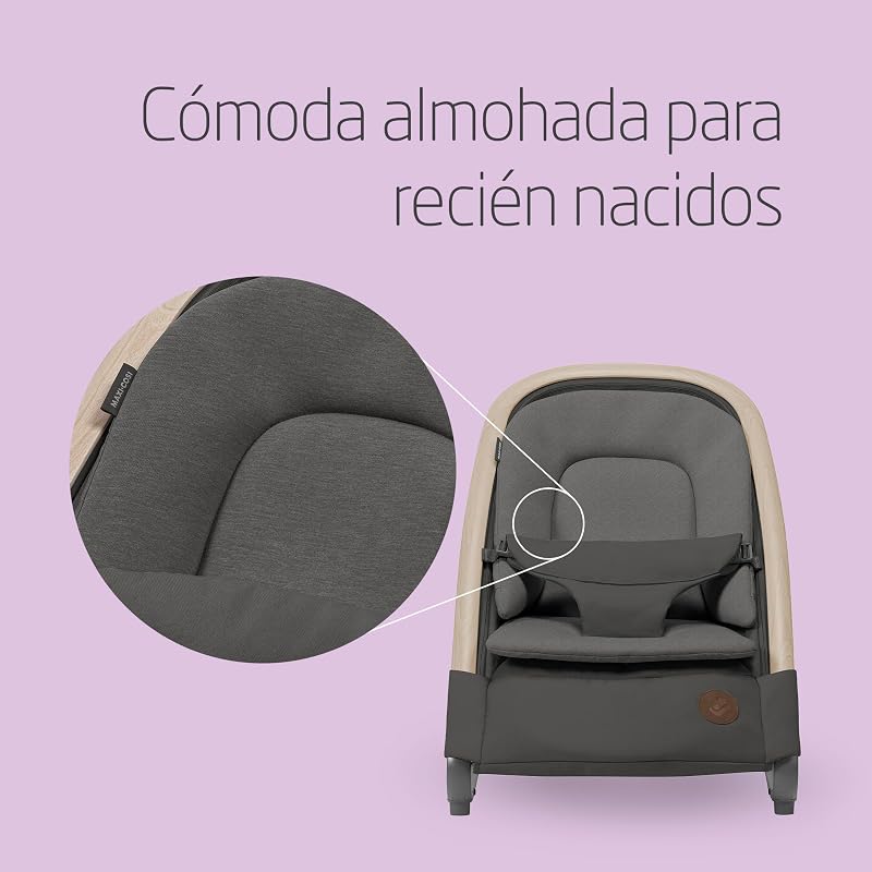 Kori, Hamaca Bebé 2 en 1 con arco de juegos, 0-2 años, máx.15 kg, Balancín bebé, 3 posiciones de reclinación una sola mano, Ligera y compacta, Arnés Easy-in, Eco Care, color Beyond Graphite