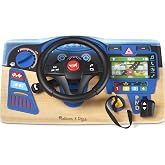Melissa &amp; Doug Vroom &amp; Zoom, Interactive Wooden Dashboard, Racing Car Steering Wheel Toy, Lights &amp; Sounds, Preschool Learning Toys for Girls &amp; Boys 3+ - FSC Certified