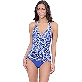 Profile by Gottex Womens Royal Blue Halter Neck Tankini Bathing Top with Soft Cups and Front Lining Swimwear Essential